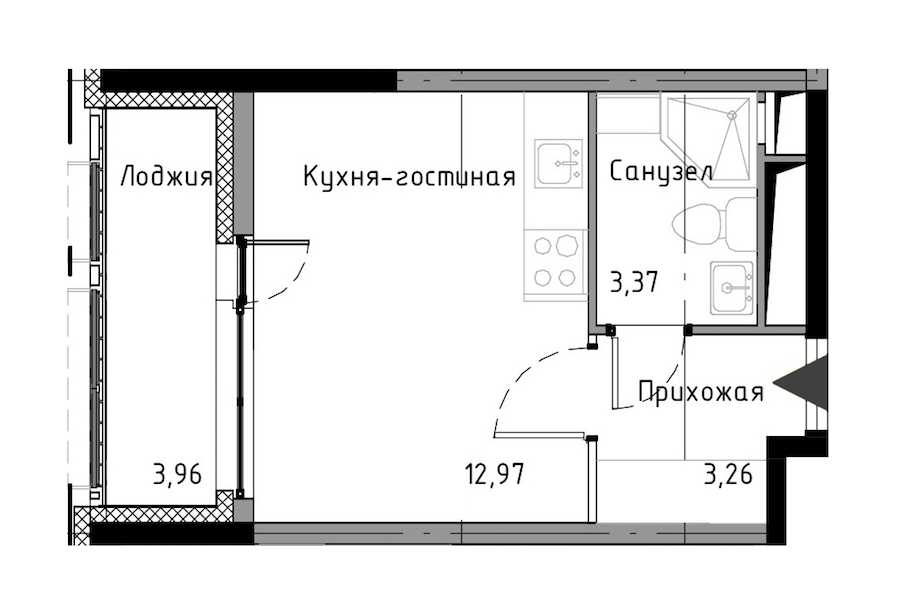 Студия в : площадь 21.58 м2 , этаж: 6 – купить в Санкт-Петербурге